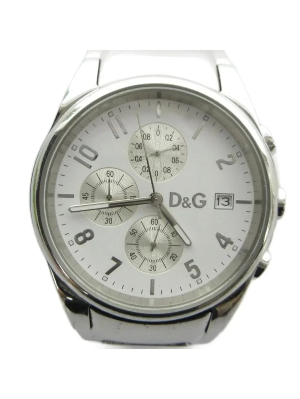 Dolce & Gabbana D&G Watch Quartz Chronograph Carre Date White Dial Silver